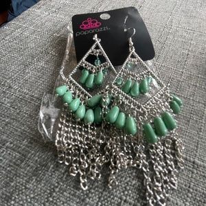 Green and Silver Earrings